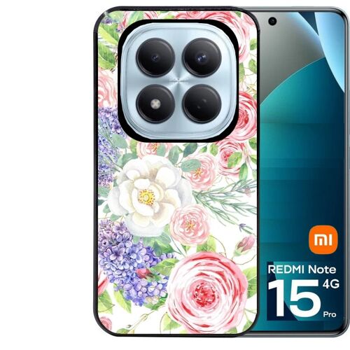 Coque noire Taperso pour Redmi note 15 PRO 4G avec motif fleur couleur pastel