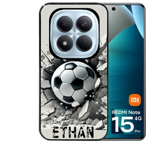 Coque noire Taperso pour Redmi note 15 PRO 4G avec motif foot beton personnalisee