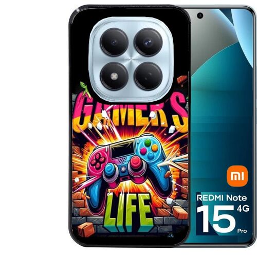 Coque noire Taperso pour Redmi note 15 PRO 4G avec motif gamer life
