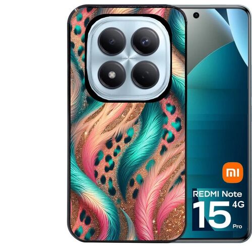 Coque noire Taperso pour Redmi note 15 PRO 4G avec motif effet fourrure leopard 2