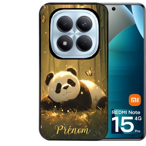 Coque noire Taperso pour Redmi note 15 PRO 4G avec motif panda et papillon personnalisee