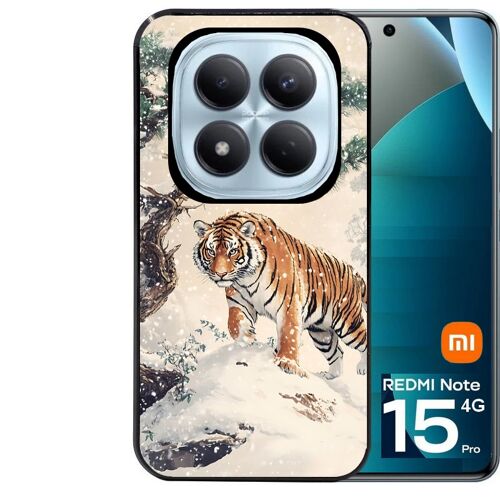 Coque noire Taperso pour Redmi note 15 PRO 4G avec motif tigre bonzai