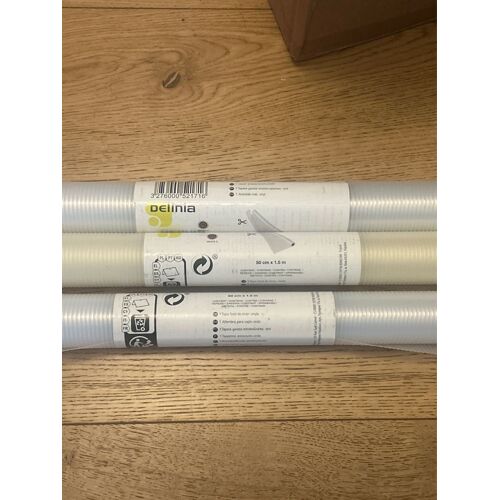 Lot 3 Tapis Fond De Tiroir Antidérapant Delinia Blanc Transparent 50 Cm X 1.5 M -