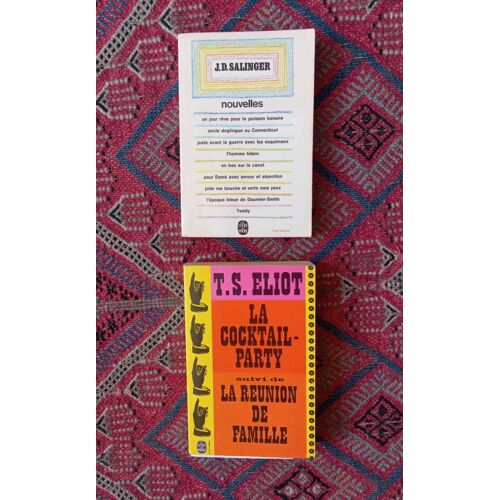 Lot De 2 Livres De Poche Collector : Nouvelle De J.D. Salinger + La Cocktail-Party De Ts Elliott. Livres De Poche 1973 Et 1970