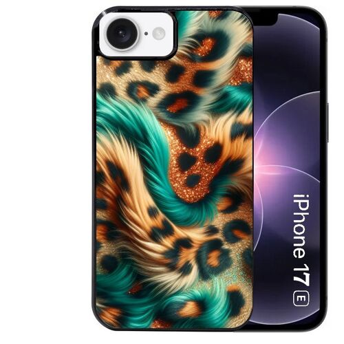 Coque noire Taperso pour Iphone 17E et 16E avec motif effet fourrure leopard 3