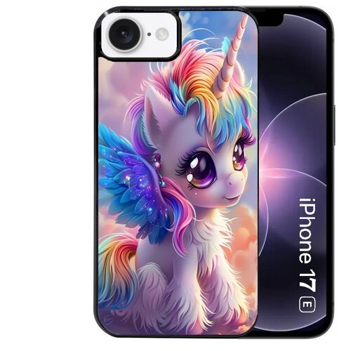 Coque noire Taperso pour Iphone 17E et 16E avec motif licorne style anime