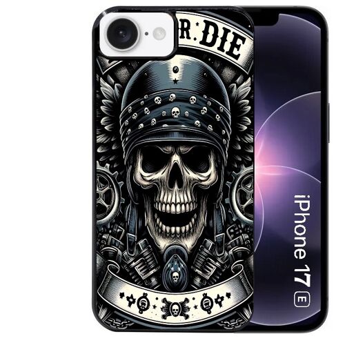 Coque noire Taperso pour Iphone 17E et 16E avec motif mort motard