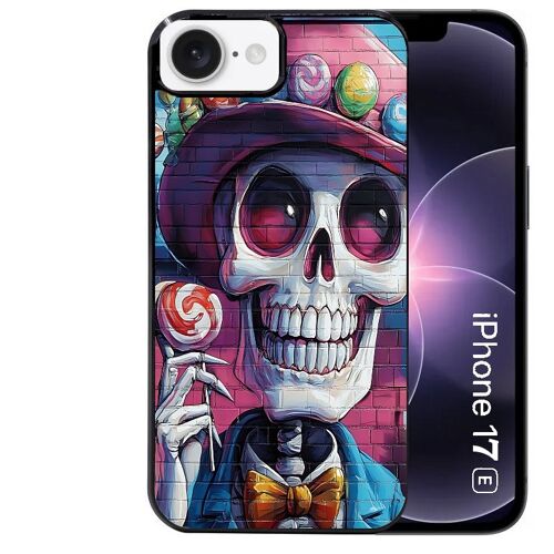 Coque noire Taperso pour Iphone 17E et 16E avec motif tete de mort tag