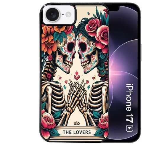 Coque noire Taperso pour Iphone 17E et 16E avec motif tete de mort lovers