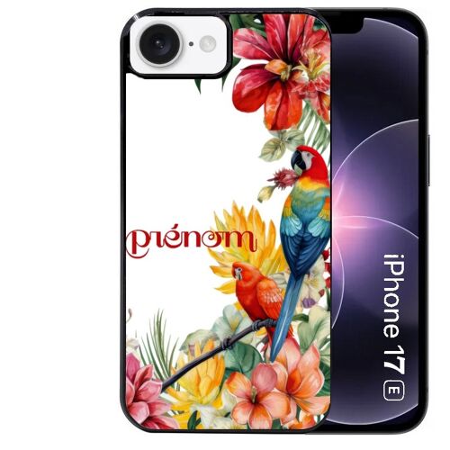 Coque noire Taperso pour Iphone 17E et 16E avec motif perroquet personnalisee