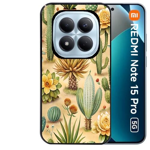 Coque noire Taperso pour Redmi note 15 PRO 5G avec motif cactus et succulent