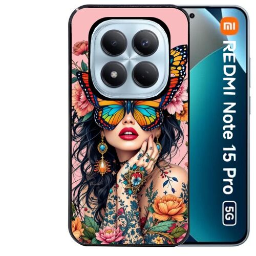 Coque noire Taperso pour Redmi note 15 PRO 5G avec motif femme papillon