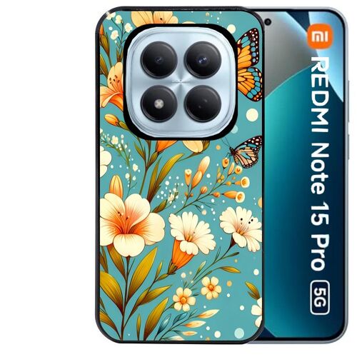 Coque noire Taperso pour Redmi note 15 PRO 5G avec motif fleur orange