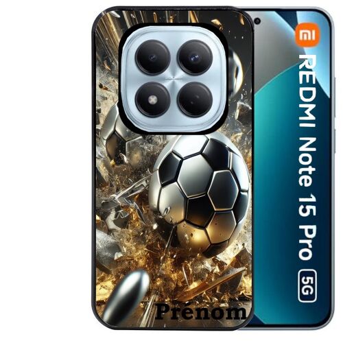 Coque noire Taperso pour Redmi note 15 PRO 5G avec motif foot metal personnalisee