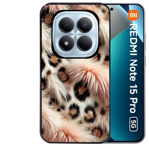 Coque noire Taperso pour Redmi note 15 PRO 5G avec motif effet fourrure leopard 1