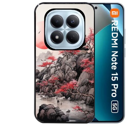 Coque noire Taperso pour Redmi note 15 PRO 5G avec motif japan et temple