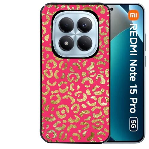 Coque noire Taperso pour Redmi note 15 PRO 5G avec motif leopard fuschia