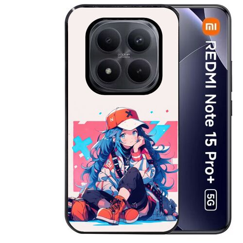 Coque noire Taperso pour Redmi note 15 PRO PLUS 5G avec motif anime casquette