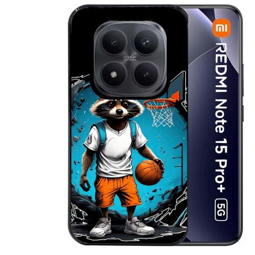Coque noire Taperso pour Redmi note 15 PRO PLUS 5G avec motif basket racoon