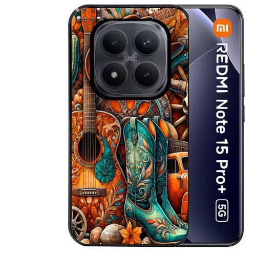Coque noire Taperso pour Redmi note 15 PRO PLUS 5G avec motif cow boy et texas automne