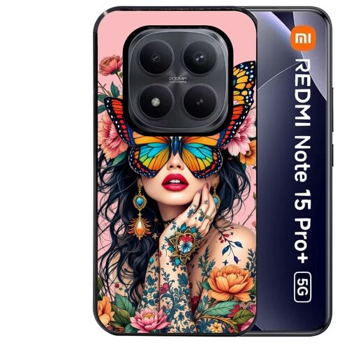 Coque noire Taperso pour Redmi note 15 PRO PLUS 5G avec motif femme papillon