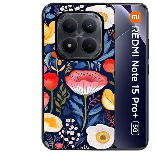 Coque noire Taperso pour Redmi note 15 PRO PLUS 5G avec motif fleur coquelicot