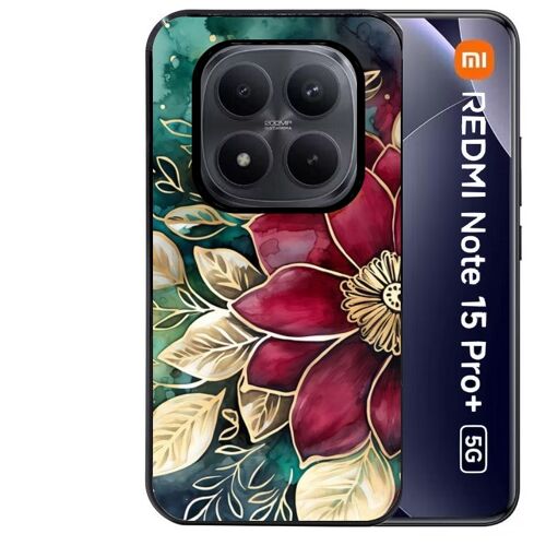 Coque noire Taperso pour Redmi note 15 PRO PLUS 5G avec motif fleur poinsettia style noel