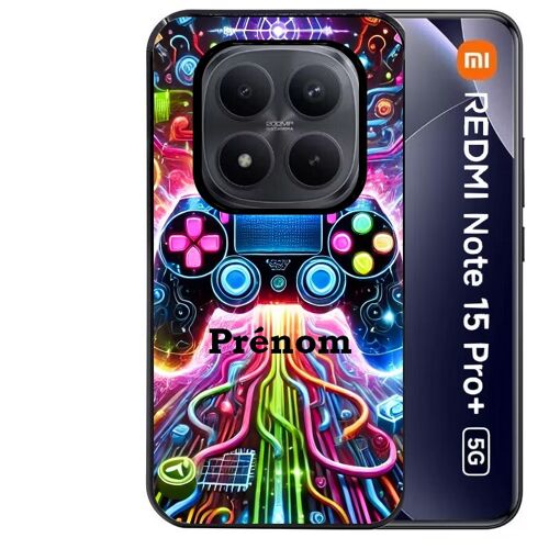 Coque noire Taperso pour Redmi note 15 PRO PLUS 5G avec motif gamer electro personnalisee
