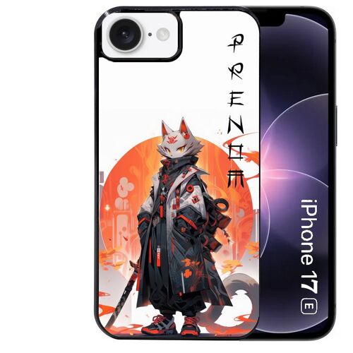 Coque noire Taperso pour Iphone 17E et 16E avec motif anime chat japan personnalise