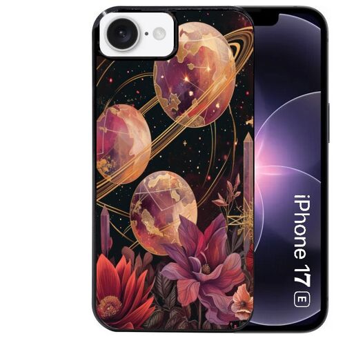 Coque noire Taperso pour Iphone 17E et 16E avec motif astro et fleurs
