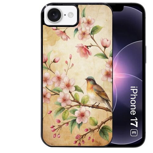 Coque noire Taperso pour Iphone 17E et 16E avec motif fleur et colibri