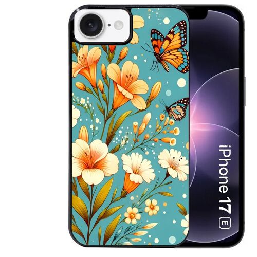 Coque noire Taperso pour Iphone 17E et 16E avec motif fleur orange