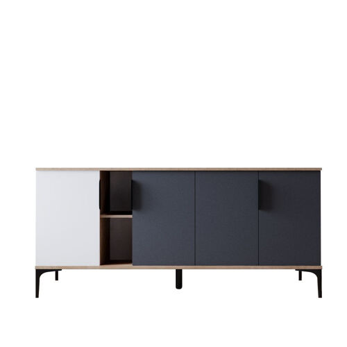 Buffet en bois "Tarz" - 180 x 40 x 79 cm - Gris anthracite