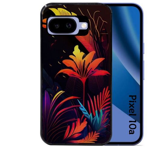 Coque noire pour Pixel 10A tropical jaune Fleur