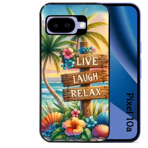 Coque noire pour Pixel 10A motif tropical vacances