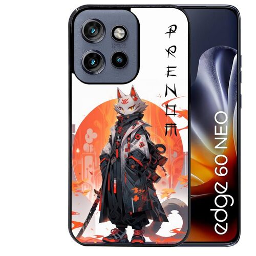 Coque noire pour EDGE 60 NEO et 50 NEO motif anime chat japan personnalisee
