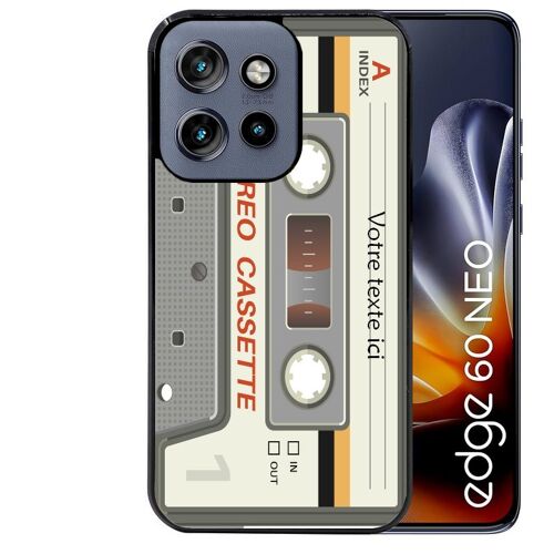 Coque noire pour EDGE 60 NEO et 50 NEO motif cassette grise personnalisable
