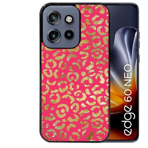 Coque noire pour EDGE 60 NEO et 50 NEO motif leopard fuschia