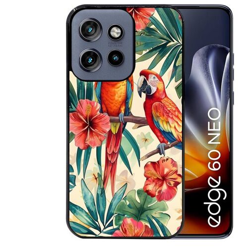 Coque noire pour EDGE 60 NEO et 50 NEO perroquet et fleurs