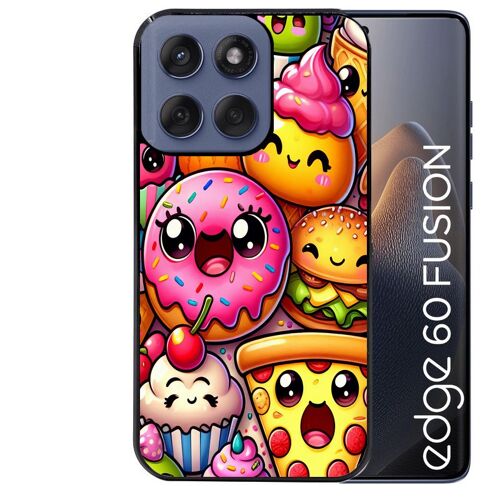 Coque noire pour EDGE 60 et 60 FUSION motif anime donut kawaii
