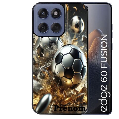 Coque noire pour EDGE 60 et 60 FUSION motif foot metal personnalisee