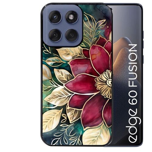 Coque noire pour EDGE 60 et 60 FUSION fleur poinsettia style noel