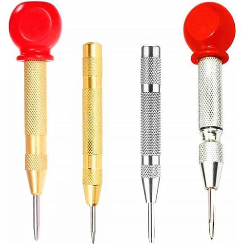 Groofoo Lot De 4 Poinçons Automatiques, Poinçons À Ressort En Laiton De 12,7 Cm (5 Pouces) Avec Tension Réglable, Machine À Poinçonner Avec Capuchon, Outil Manuel Pour Métal, Bois Et Plastique