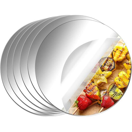 Lot de 6 miroirs ronds en acrylique (sans verre), autocollants, 15 cm (6 pouces).
