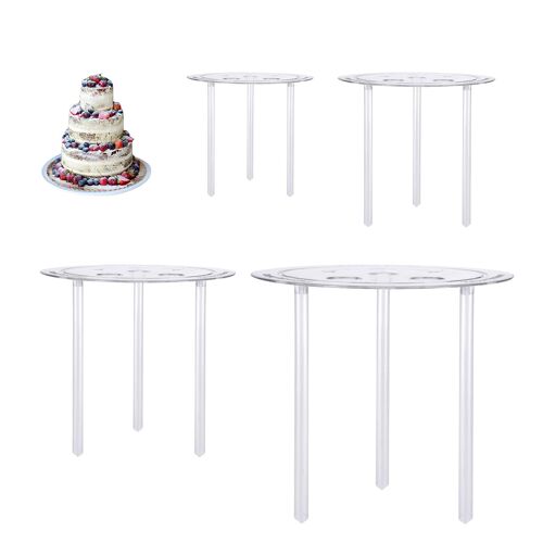 Ensemble De Supports À Gâteaux À Étages Comprenant 12 Pièces : Supports Pour Gâteaux De Mariage À Plusieurs Étages, Tiges Et Planches De Support, Grande Taille Pour Gâteaux À Étages Empilés, Kit De Séparation Pour Gâteaux À 4 Étages (4, 6, 8, 10 Pouces).
