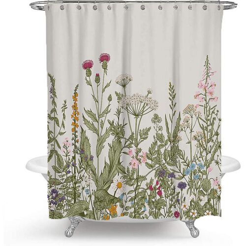 Rideau de douche imperméable à fleurs colorées, rideau de bain séparé 150 x 180 cm