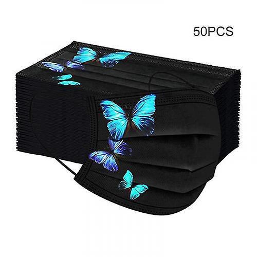 Lot De 50 Masques Jetables Noirs À Motif Papillon Pour Adultes 