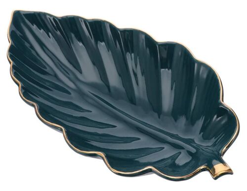 Cabilock Plat À Bijoux En Céramique En Forme De Feuille, Organiseur De Bijoux Décoratif, Plateau De Rangement, Bol - Vert