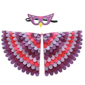 Ensemble De Déguisement D'oiseau Pour Halloween : Cape De Perroquet Paon Avec Masque En Feutre, Idéal Pour Les Enfants.
