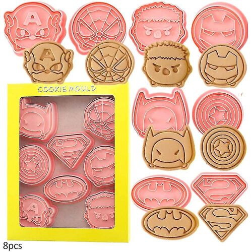 Lot De 8 Emporte-Pièces Spiderman Et Superman Version Q - Moule À Biscuits Super-Héros Mignon Pour Gâteaux, Fondant Et Pâtisserie - Outil De Moulage Pour Desserts Diy